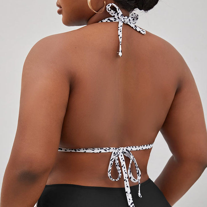 Dame triangel-bikini med justerbare stropper og trendy tryk Skovae
