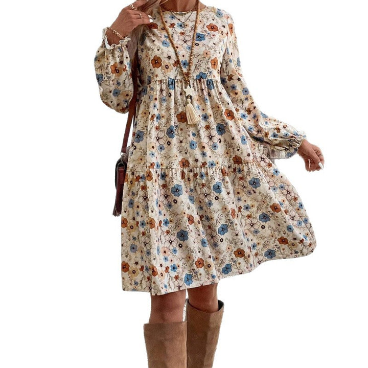 Dame Floral Lagdelt Mini Kjole Stilla