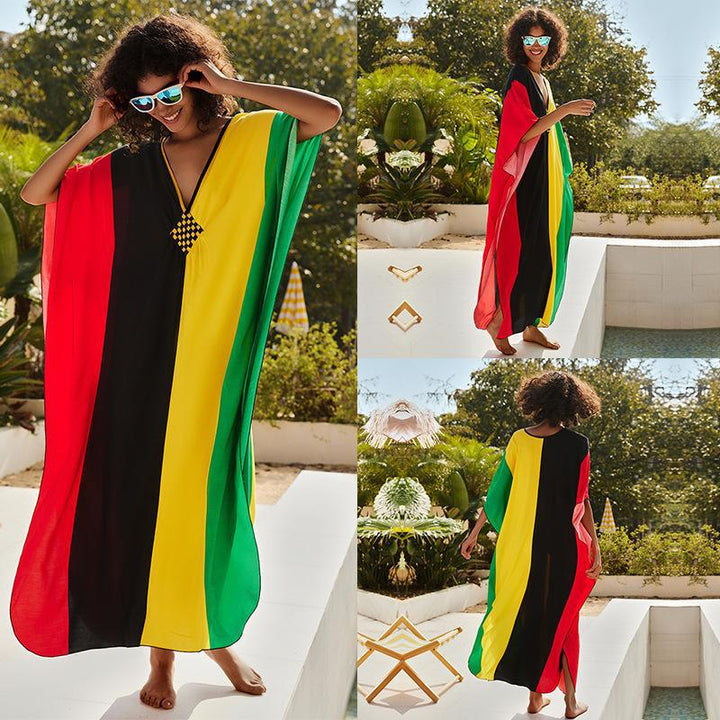 Dame Strandkaftan med iøjnefaldende geometrisk design Stilla