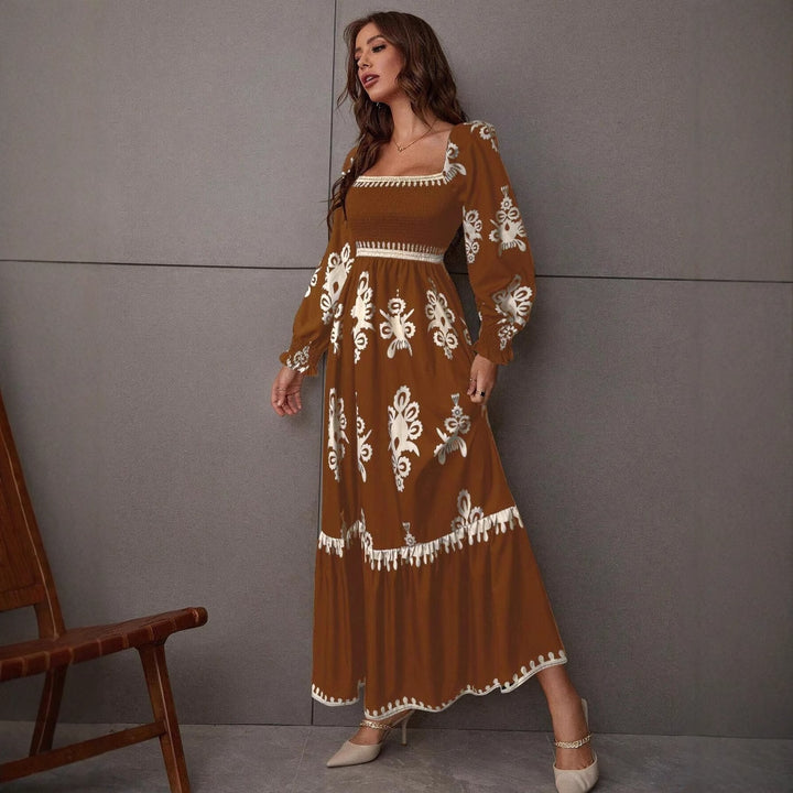 Dame Maxi-kjole i Boho-stil med blomster mønstre Stilla