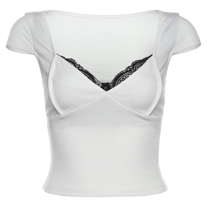 Dame Elegant T-shirt med spidsbesætning Stilla