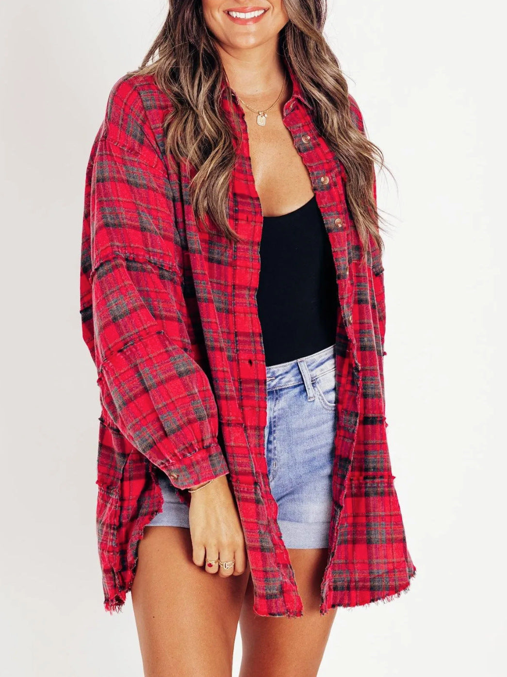 Dame afslappet ternet skjorte med oversized pasform Stilla