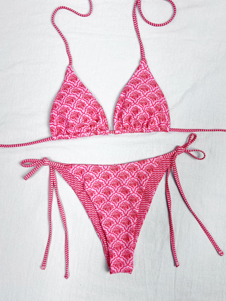 Dame triangel-bikini med legende palmeprint Skovae