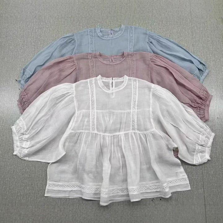 Femme Elegant Afslappet Pasform Spids-Detail Bluse Stilla