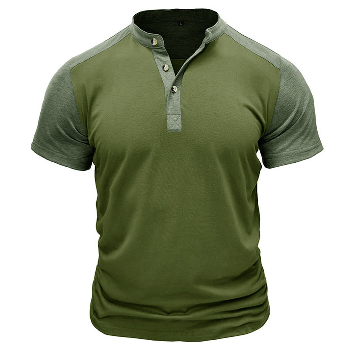 Herrer Polo-T-shirt med moderigtigt ståkrave og praktisk knapliste Stilla