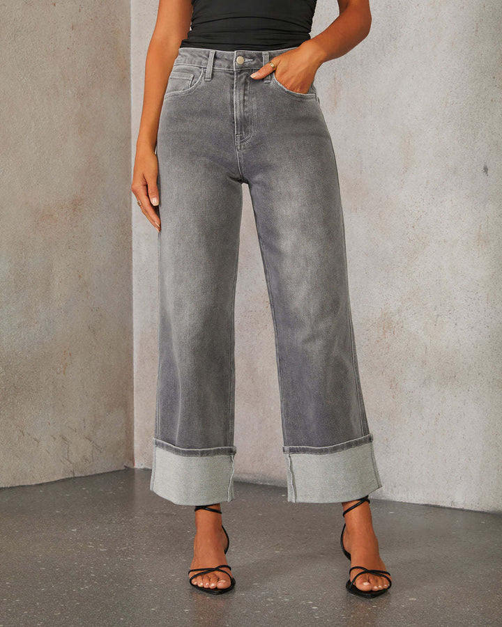 Kvinder Loose-Fit Denim Jeans med Kontrasterende Kanter Stilla