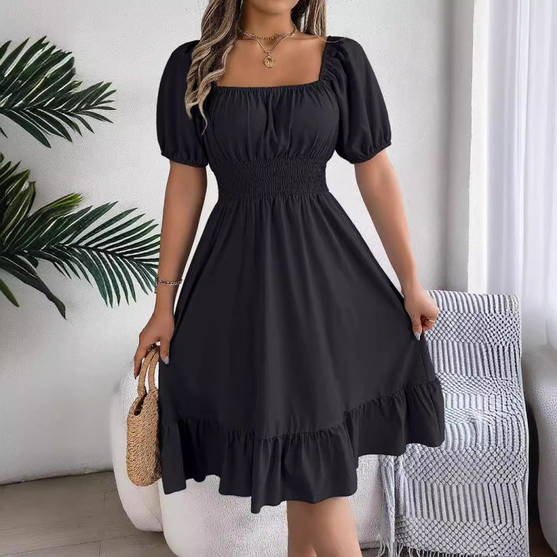 Dame Rygsyet Mini Kjole med Gummibånd Stilla