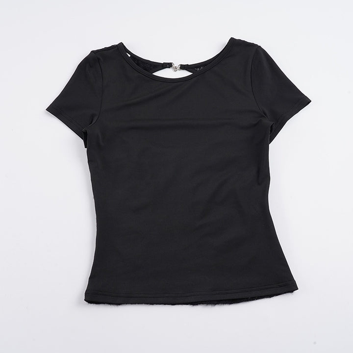 Dame tætsiddende T-shirt med elegant rygdetalje Skovae