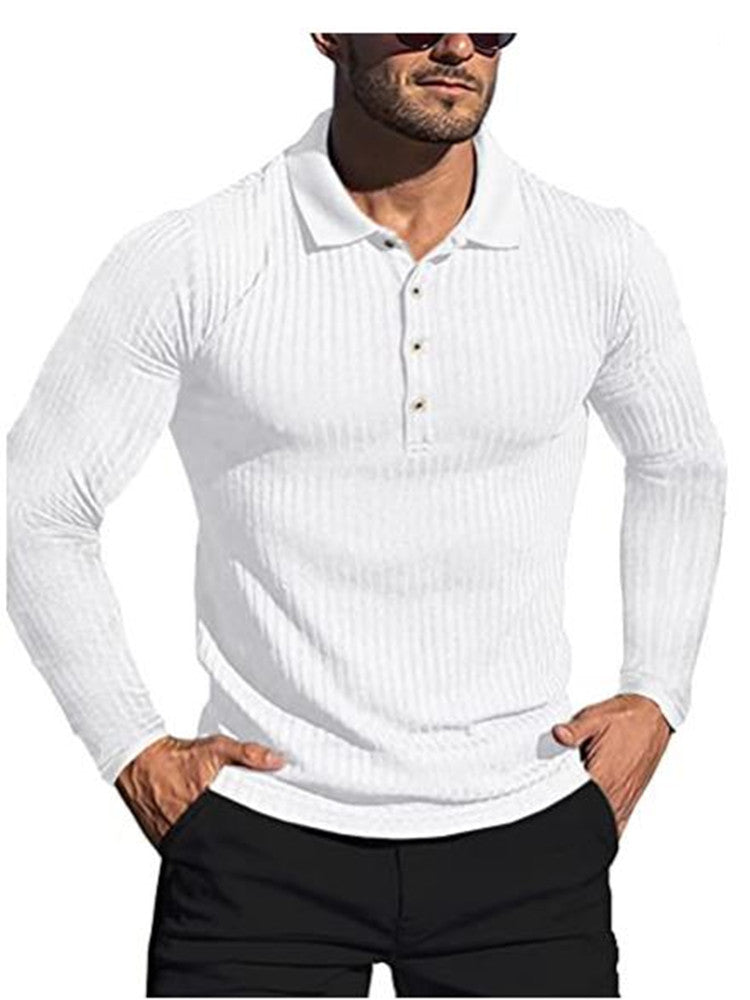 Herre struktureret langærmet polo shirt Stilla
