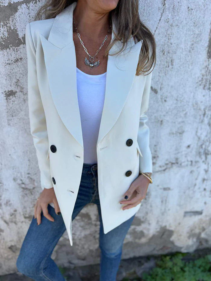 Damer elegant figurtilpasset blazer med dobbelt knaplukning og revers Stilla