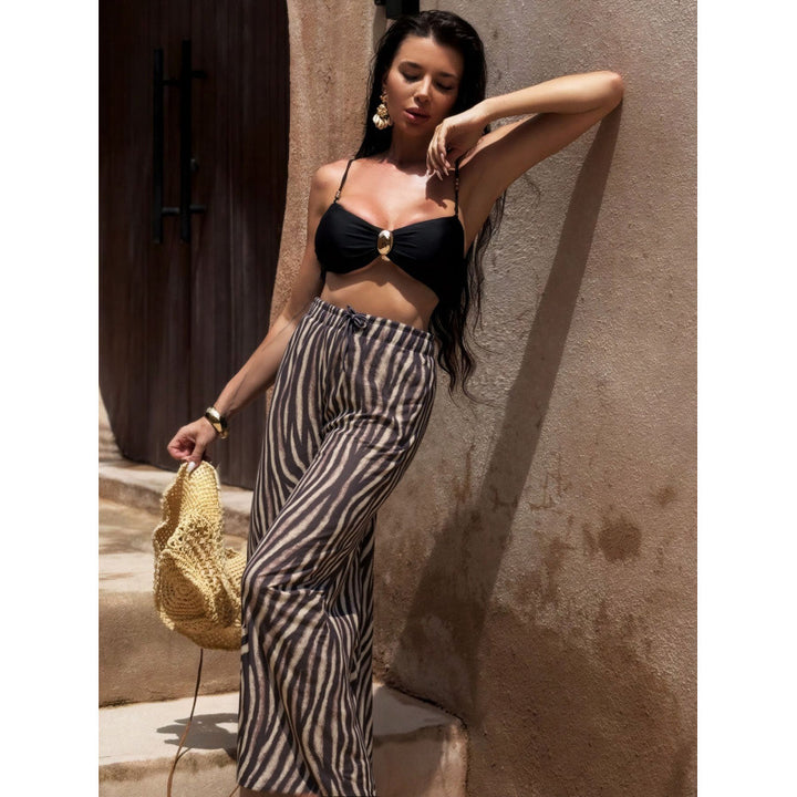 Dame strandbukser med fashionabelt zebra-mønster Skovae