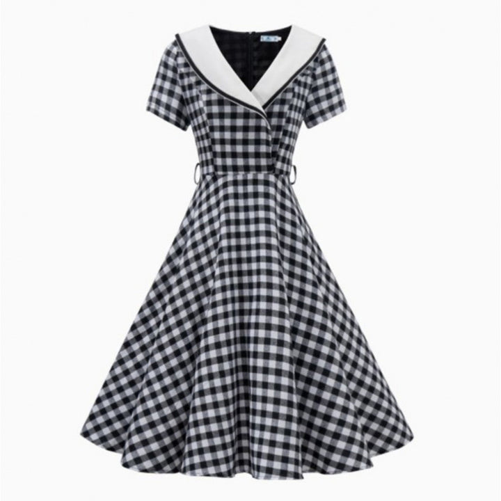 Femme Vintage Checket Swing Kjole Stilla
