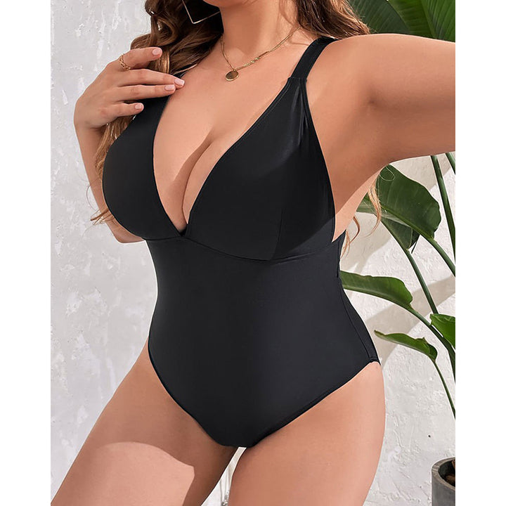 Dame højt skåret swimsuit med dyb V-hals Skovae
