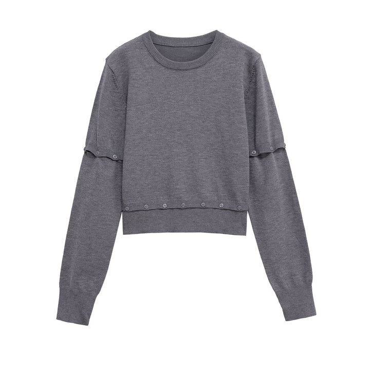 Damer cropped sweater med dekorative knapdetaljer Stilla