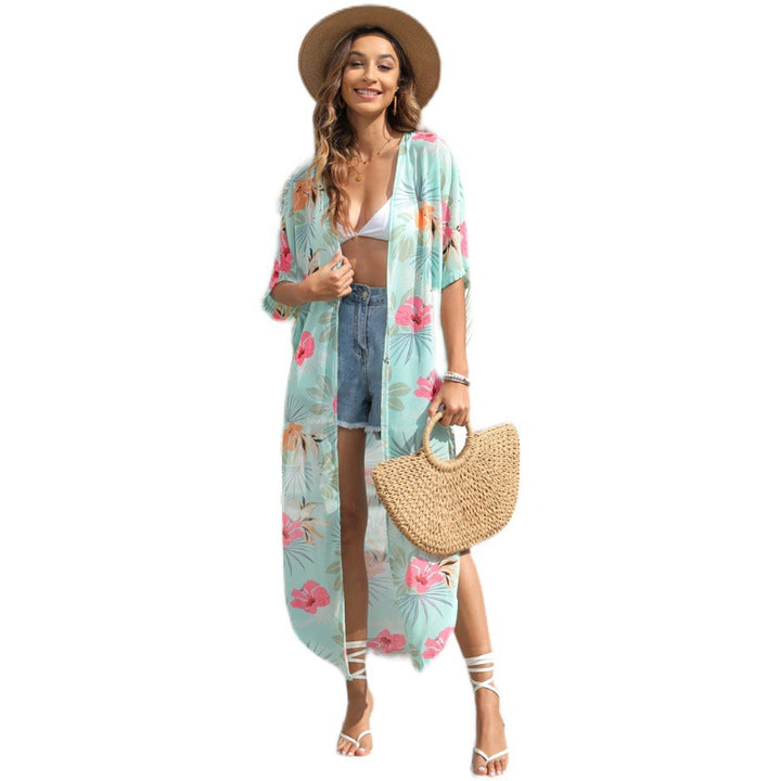 Femme bohemisk inspireret åben front kimono wrap Stilla