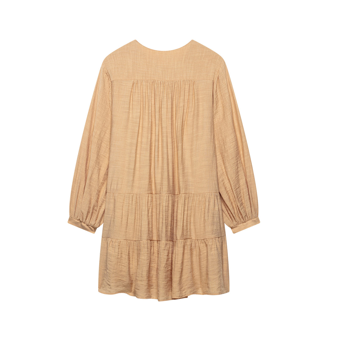 Femme Bohemian Lagdelt Mini Kjole med Spidskant Stilla