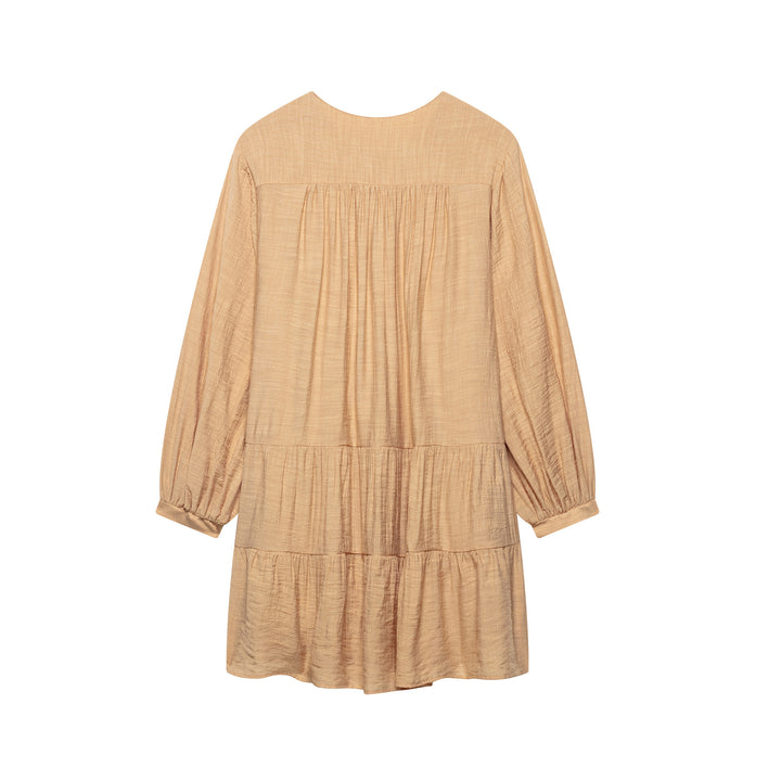 Femme Bohemian Lagdelt Mini Kjole med Spidskant Stilla