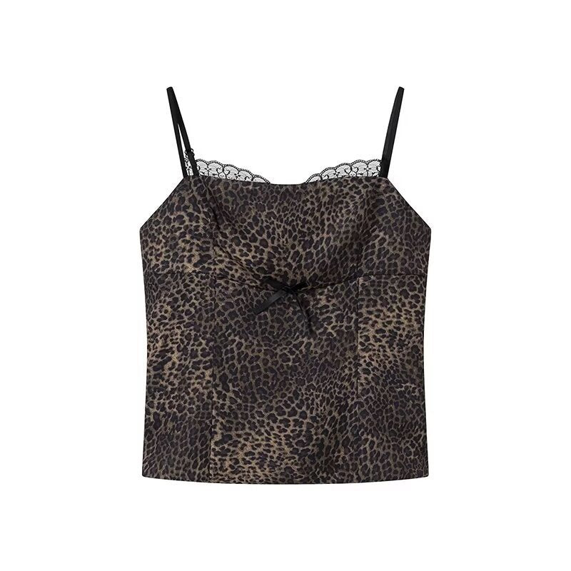 Dame Satin-Cami-top med spidsekanter og dekorativt sløjfedetalje Stilla