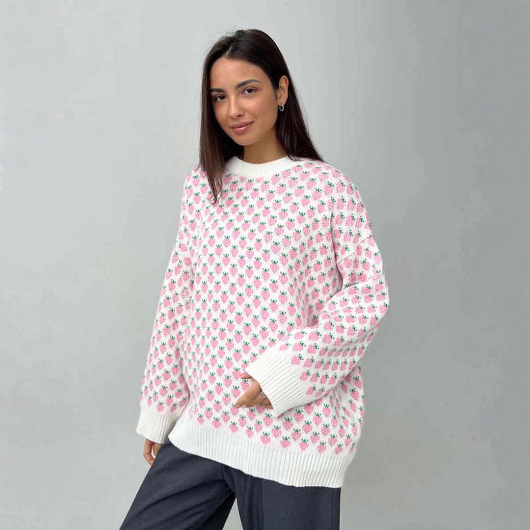Kvinders oversized sweater med blomsterprint Stilla