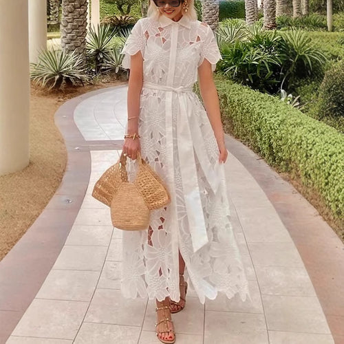 Dame Elegant Spids-Maxi-Kjole Stilla