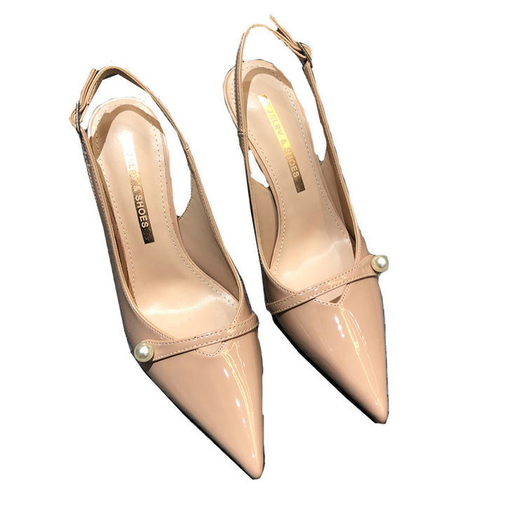 Dame elegante spidse slingback højhælede sko med strassdetaljer Stilla