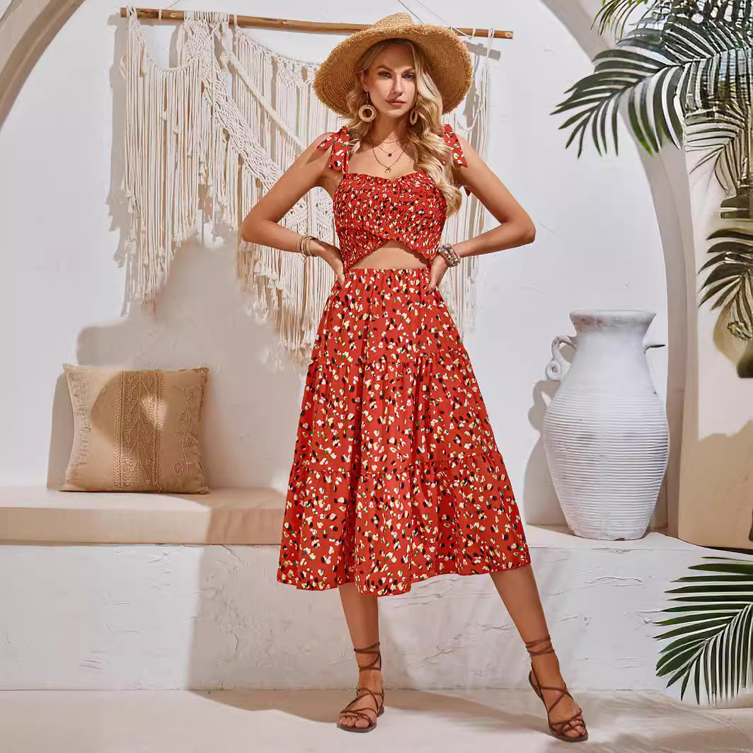 Dame Etuikjole med blomsterprint og cut-out-design Stilla