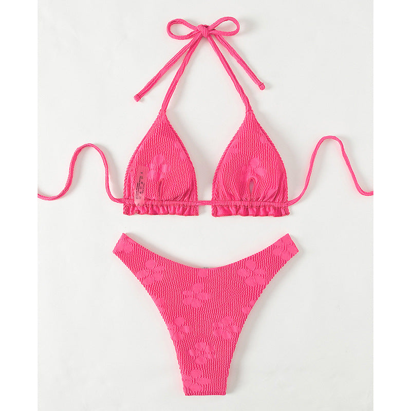 Dame Triangel-Bikini med knudedetalje og struktureret stof Stilla