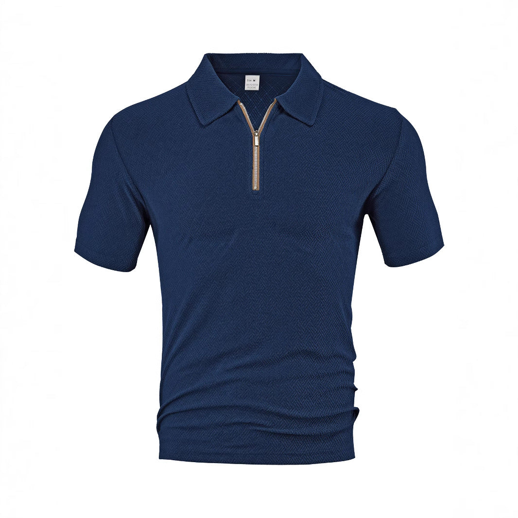 Herrer Polo-Shirt med elegant lynlås og struktureret design Stilla