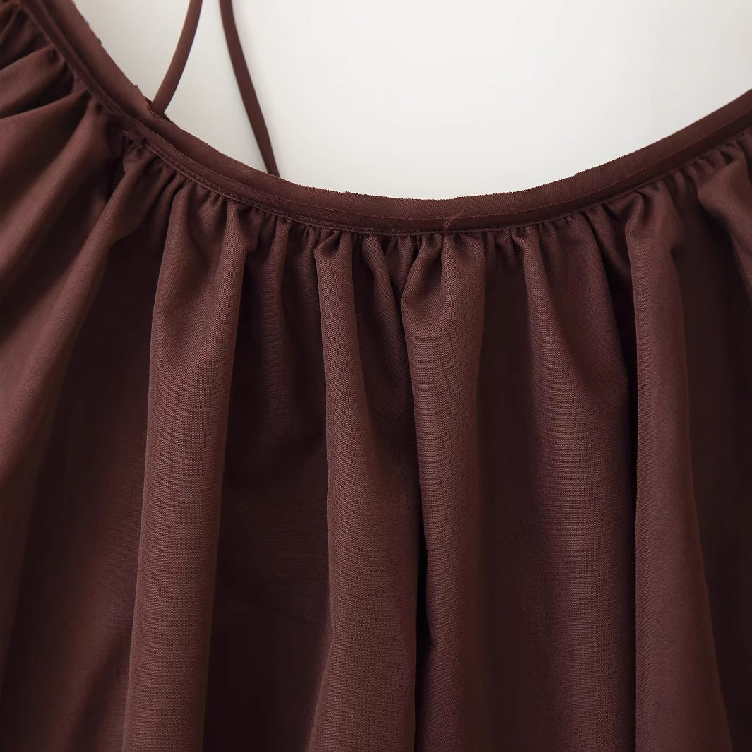 Femme Off-Shoulder Maxi Kjole med broderet ærme-detail Stilla