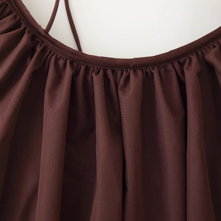 Femme Off-Shoulder Maxi Kjole med broderet ærme-detail Stilla
