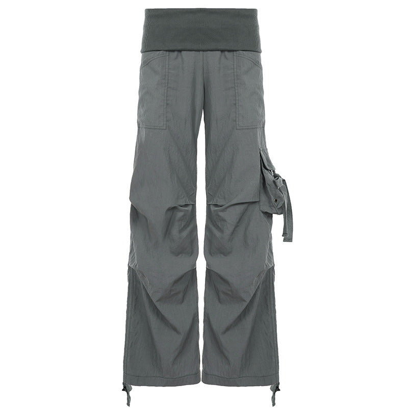 Dame Fashionable Cargo Pants with Elastic Waistband and Practical Pockets Skovae