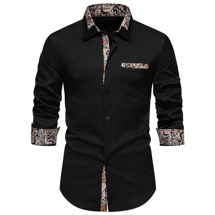 Herrer Stilfuld Kontrastkrave Knappen shirt Stilla