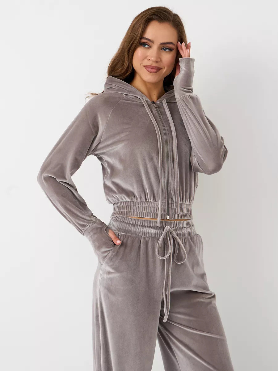 Stilla | Cozy Silver Fox Velvet Hoodie Snor Bukser Sæt