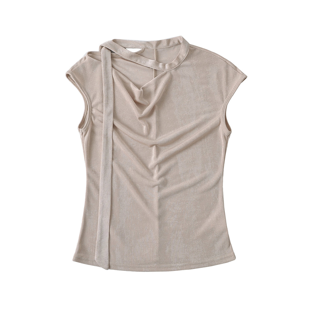 Dame elegant indpakningsoberdel med justerbare stropper og asymmetrisk snit Stilla