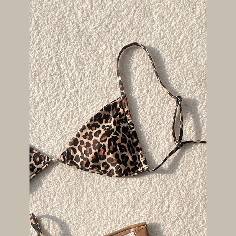 Dame Triangel-Bikini med elegant Leo-mønster Skovae