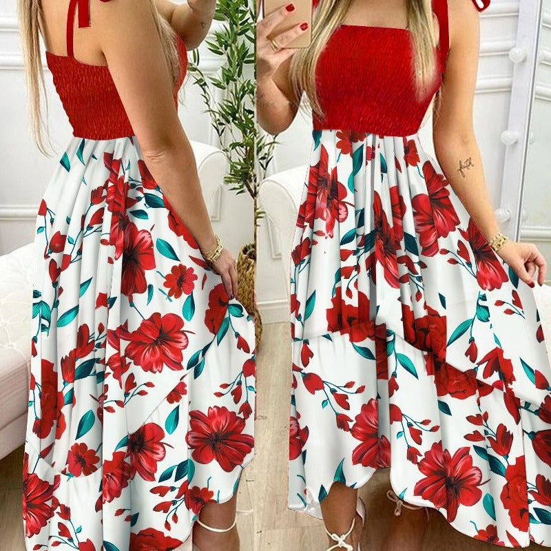 Dame Blomster Maxi Kjole med justerbare skulderstropper Stilla