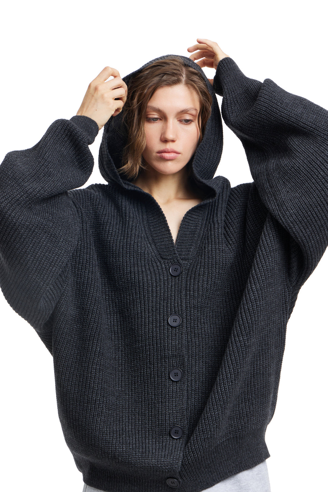 Kvindernes Oversized Cardigan med Hætte og Knapdetaljer Stilla