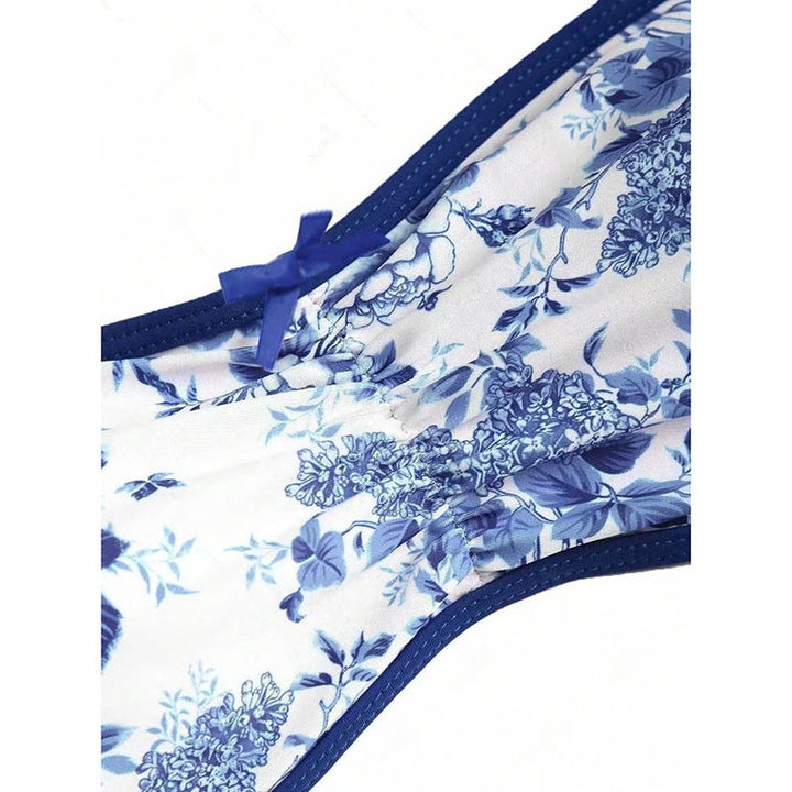 Dame Bandeau-bikini med blomstertryk og justerbare stropper Stilla
