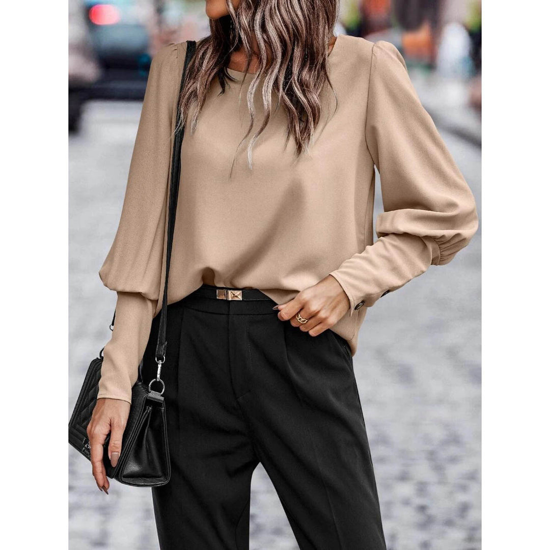 Dame Elegant Bluse med Puffærmer og afslappet snit Stilla