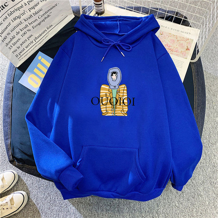 Dame hoodie med unikt cartoon design Skovae