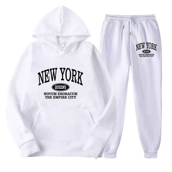 Kvinders sporty hætte sæt med stort New York print Skovae