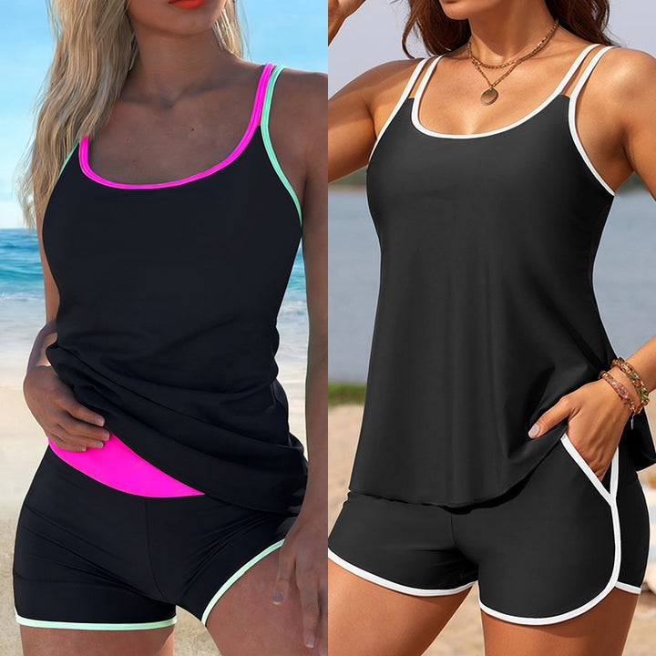 DamerSporty tankini sæt med praktiske shorts og justerbare stropper Skovae