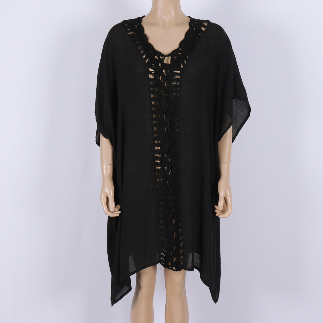 Dame kaftan med snit og dekorativ spidsudsmykning Stilla