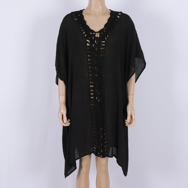 Dame kaftan med snit og dekorativ spidsudsmykning Stilla