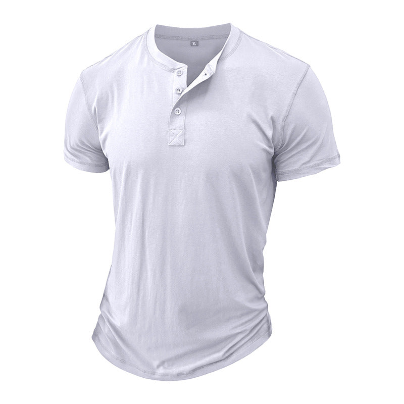 Herrer Henley-T-shirt med knaplukning og moderne pasform Stilla