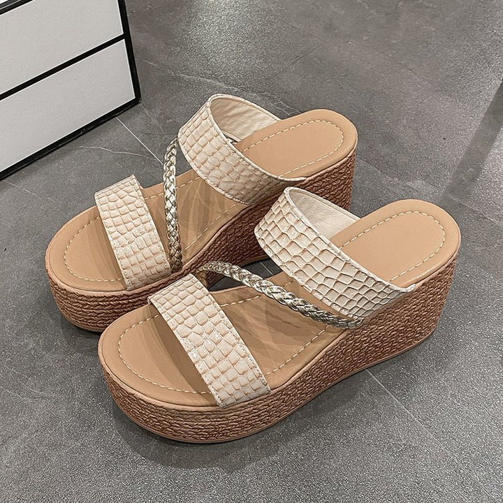 Dame Wedge-sandaler med flettet overdel og komfortabelt fodbånd Stilla