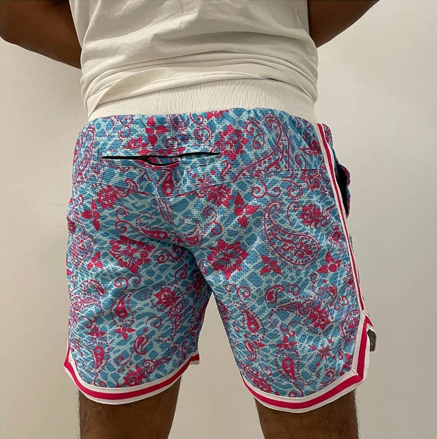 Herrer farverige badshorts med praktisk baglomme og elastisk liv Stilla