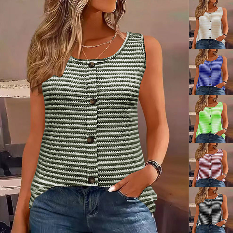 Dame Knap-Down Strik tanktop Stilla