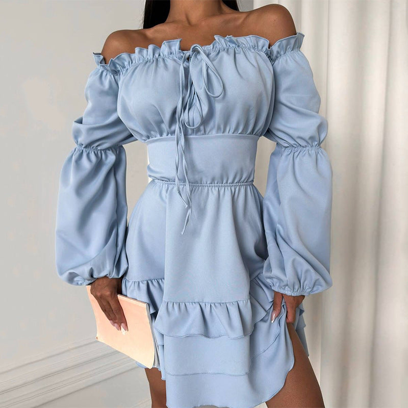 Dame Legende Ruffle detaljer Off-Shoulder Kjole Stilla