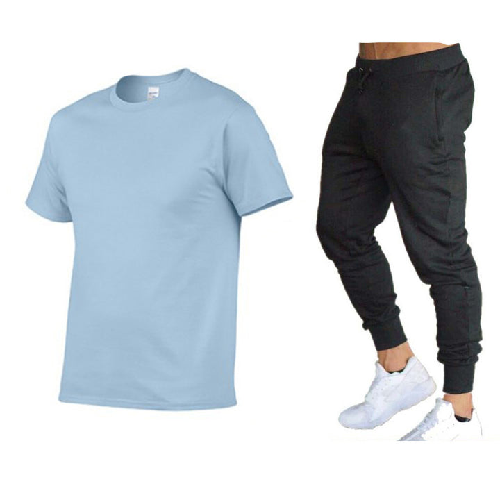 Herre sporty T-shirt og joggingbukser-sæt med funktionelt design Stilla